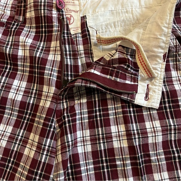 Red Camel red Plaid Men's Shorts size 36 casual 100% cotton summer - Picture 7 of 9